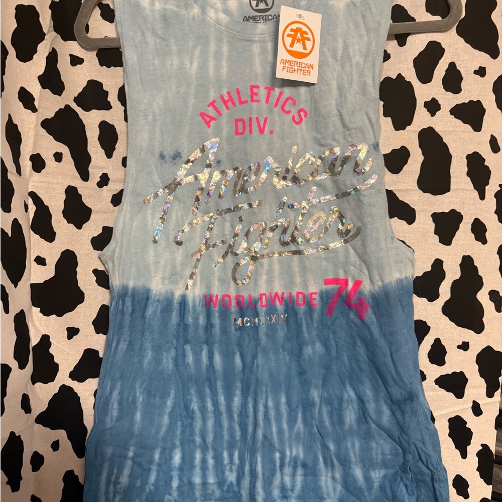 American Fighter Blue and Pink Muscle Tee